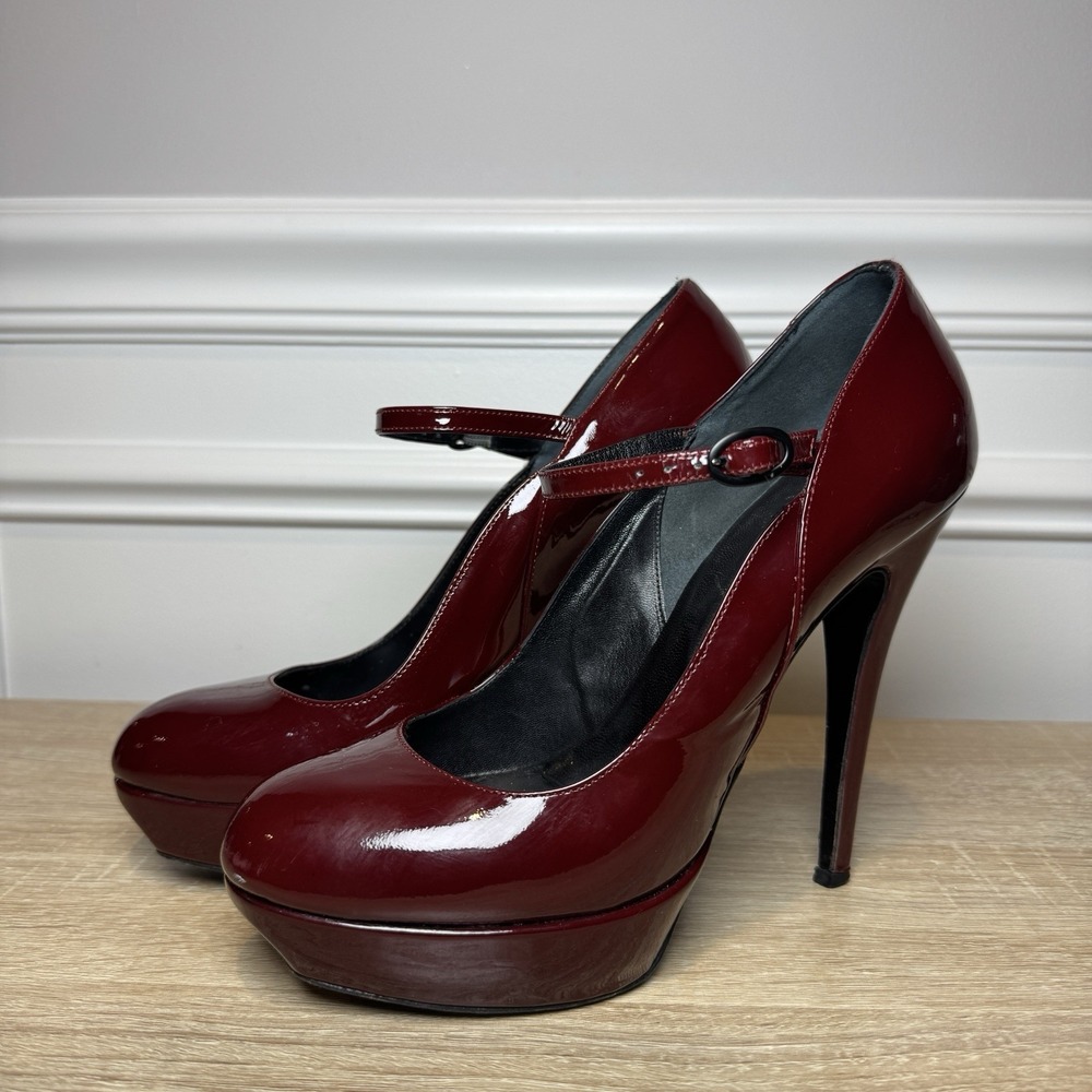 Rock & Republic Women Patent Leather‎ 1" Platform 5"Heel 8.5  W Box BORDEAUX Y2K